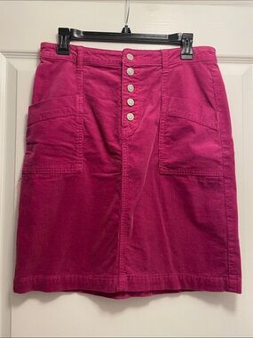 Women's Corduroy Button-Front Skirt in Magenta